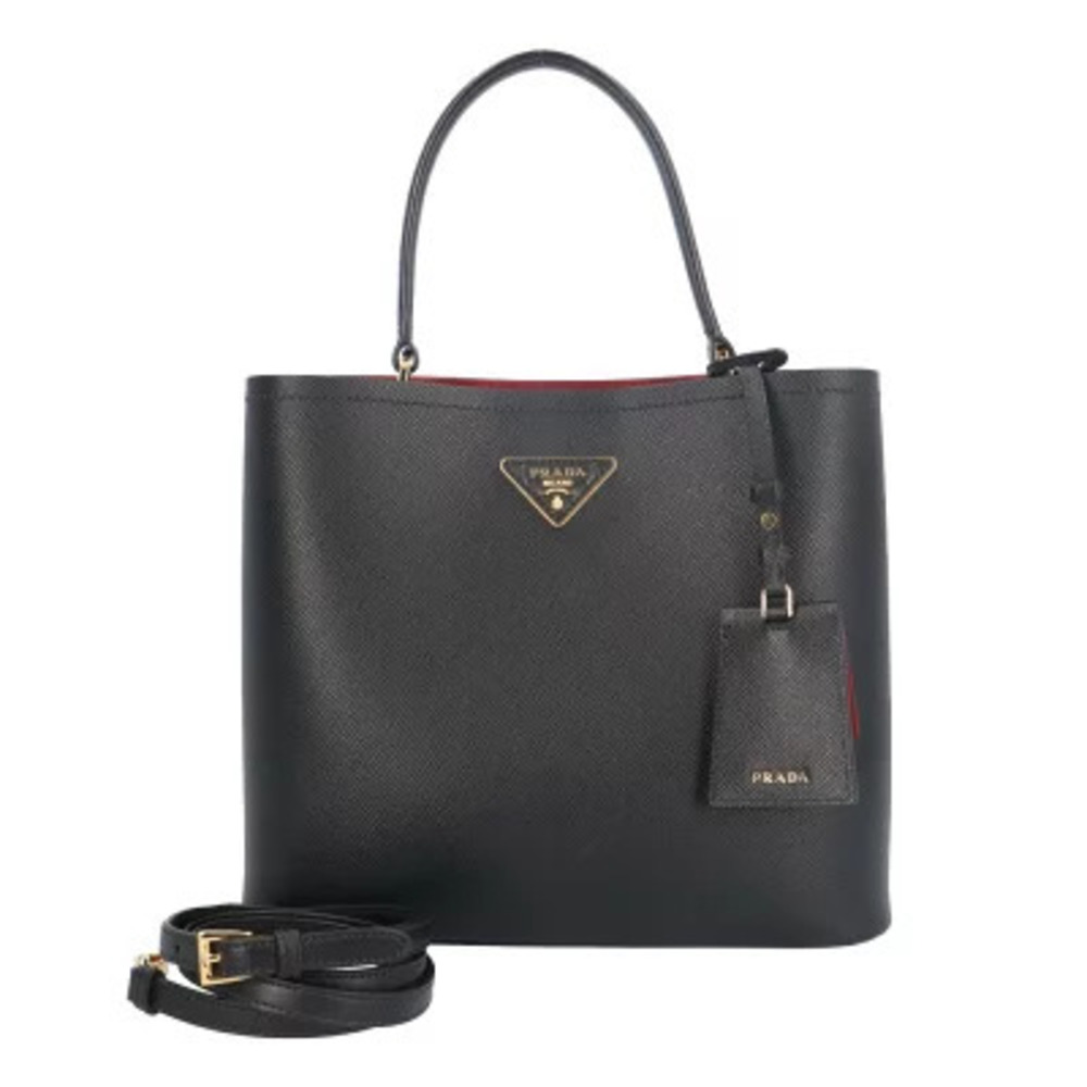 Prada Panier Saffiano Shoulder Bag Leather Black